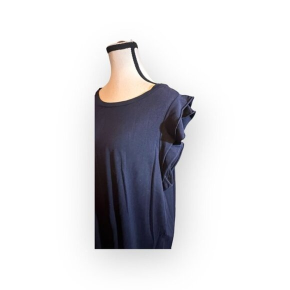 Women’s 2X Reitmans Simple Blue Black Scoop Neck Flutter Sleeve Mini Dress 18 20 - Picture 3 of 9